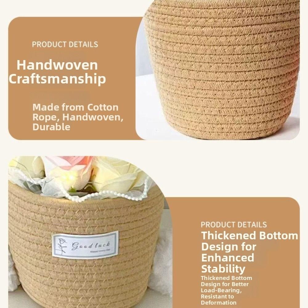 Modern Cotton Rope Woven Basket Nordic Style Woven Flowerpot Storage Basket Garden Use