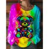 Women's T-shirt Halloween Pumpkin Print Fashion Long Sleeve Round Neck Regular Top Holiday Weekend Spring and Autumn