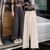 Plus Size Wide Leg Pants Women's Summer Draped Suit Pants High Waist Casual Straight Pants