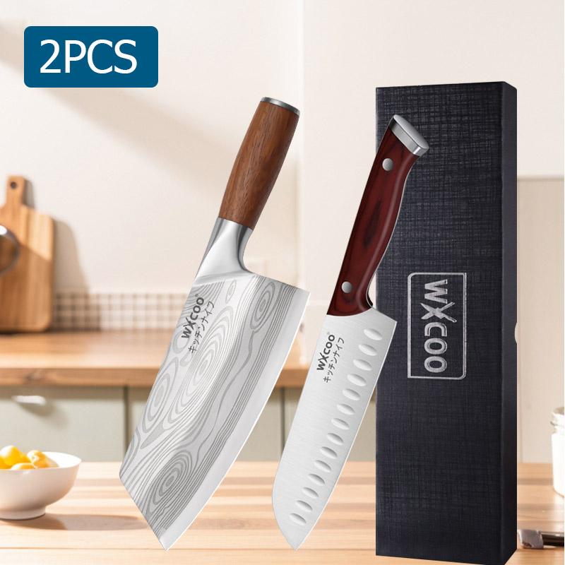 Home Kitchen Knife Multi Purpose 7inch Japanese Knife Ergonomic Wood Handle for Cutting Vegetables Fruits Knife Kitchen Supplies