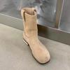 Версия из овчины~ 2025 осень и зима новые замшевые ботинки Мартин с простым круглым носком женские из натуральной кожи корейская версия рукав универсальные короткие ботинки