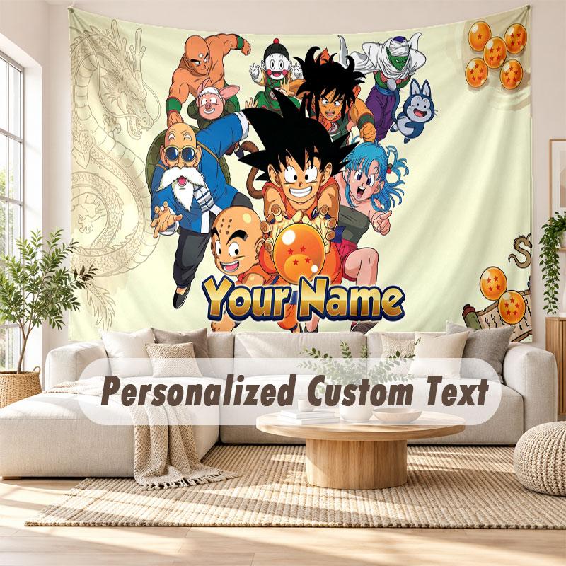 Custom Name Wall Hanging Tapestry,Dragon Ball Decorative Backdrop Tapestry For Dorm Home