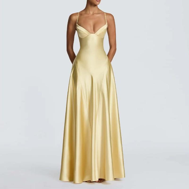 Elegant Slim Fit Solid Color French Style Sleeveless Maxi Dress High Waist 2026 Womens Casual Office Wear