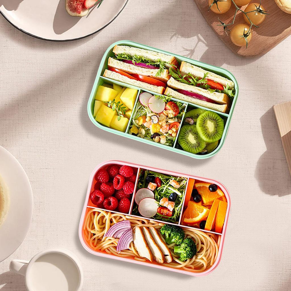 Ланч-бокс бенто для детей, большой бенто-бокс с защитой от протекания, с контейнером для хранения еды и столовыми приборами, для детей, обратно в школу
