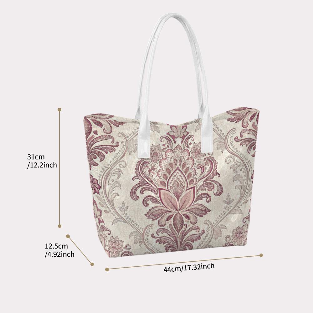 Vintage Floral Pattern Tote Bag Casual Ladies Shoulder Handbag for Daily Shopping