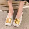 Summer Flats Mules Slippers Fashion Slingback Sandals New Trend Square Toe Shoes Ladies Casual Cozy Slides Women Flip -Flops