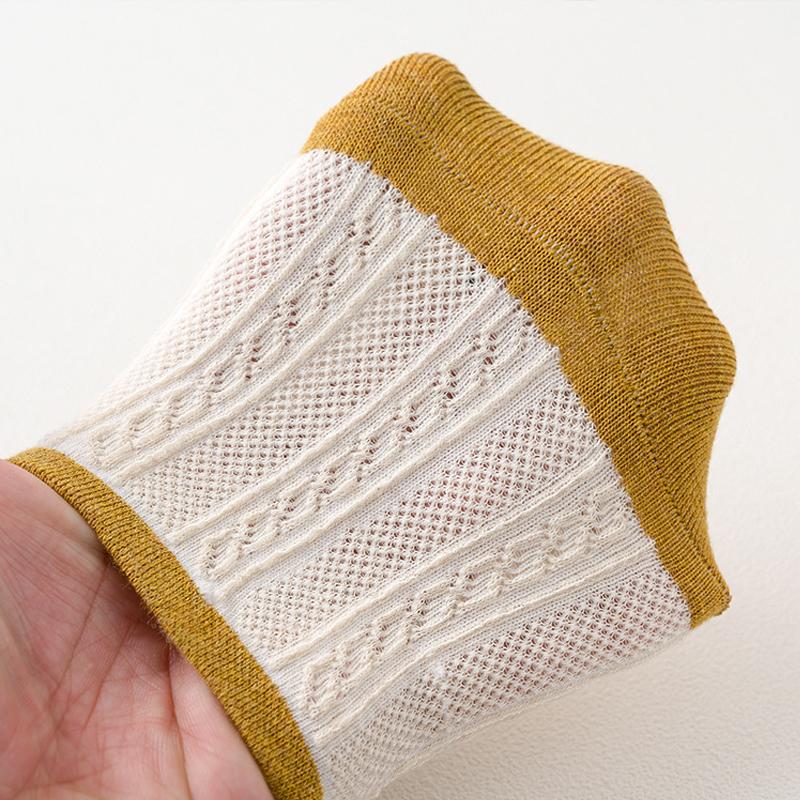 Женские хлопковые носки ярких цветов в стиле ретро, повседневные милые короткие невидимые носки из дышащей сетки, летние