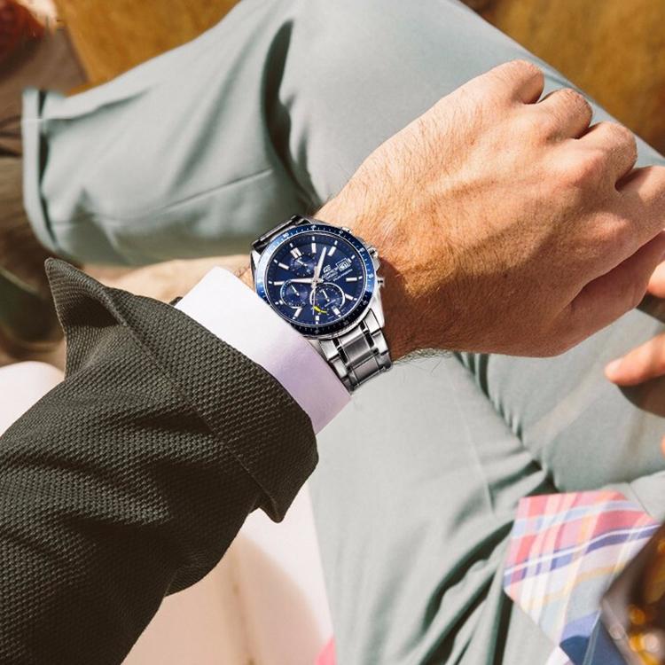 Casio Edifice Ocean Heart Classic Трехстрелочный Трехглазый Часы на Солнечной Батарее Кварцевые Мужские Часы Синие EFS-S510D-2AVUPR