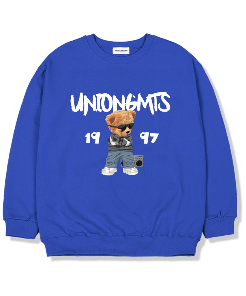 UNION GARMENTS Свитшот оверсайз с подкладкой из флиса 'Танцующий медведь' Синий