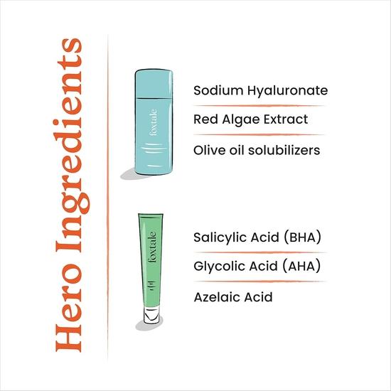 Foxtale ABC of Acne Control Trio Набор для ухода за кожей | Гель для точечного лечения акне 15 мл + Очищающее средство для умывания 100 мл + Увлажняющий крем с керамидами 50 мл