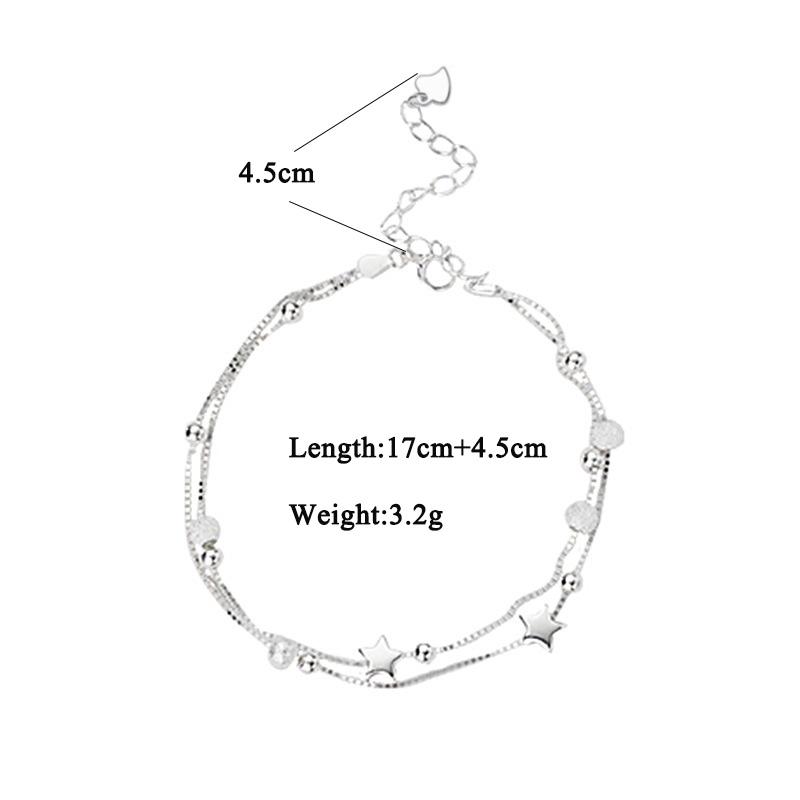 Fashion Star Silver Color Charm Bracelet & Bangle Bead Chain Adjustable Charm Bracelet Women Wedding Party Gift AVE