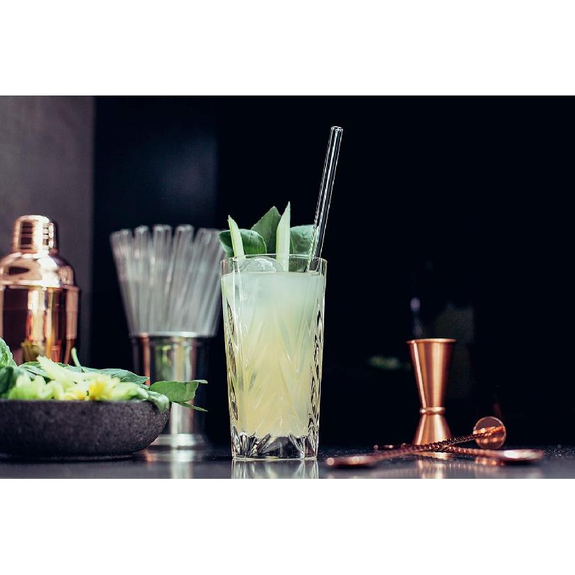 HALM Glass Straws - 6x 9 inch Reble Drinking Straws + Plastic-Free Cleaning Brush - Made in Germany - Dishwasher Safe - Eco-Friendly - Straight -