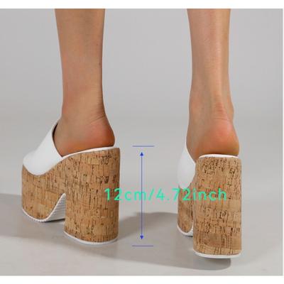 Ретро Джинсовая Ткань 12см Высокий Каблук Женские Тапочки Сандалии Лето 2025 Толстая Подошва Платформа Открытый Носок Модные Женские Повседневные Туфли