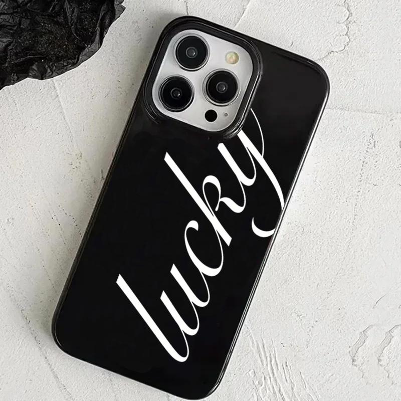 Минималистичный чехол для телефона с английским узором на удачу Для iPhone 17 16 Pro Max 15 14 13 12 11 Pro Max 16E 17 Air XR XS 7 8 Plus Мягкий чехол