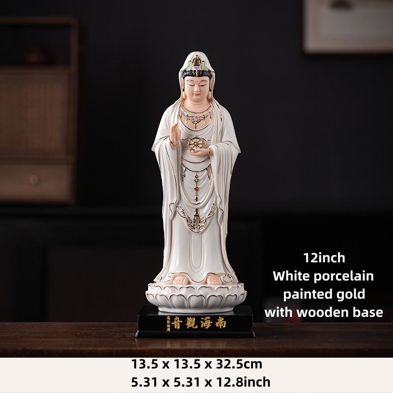12in Guanyin Bodhisattva Buddha Statues Ceramic Statues Avalokitesvara Buddha God HOME Shrine Altar FENG SHUI Statue Home Decor