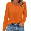 Women's Fashion Casual Long Sleeve Solid Color Shirt Women's Round Neck Tops