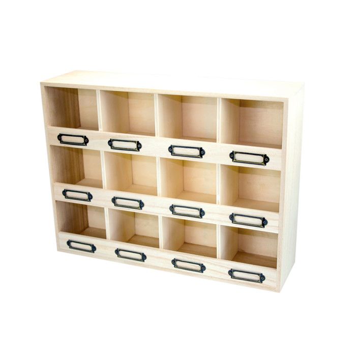 MégaCréa DIY - Petit Casier en bois 12 cases porte-étiquettes 41,5 x 31 x 11 cm