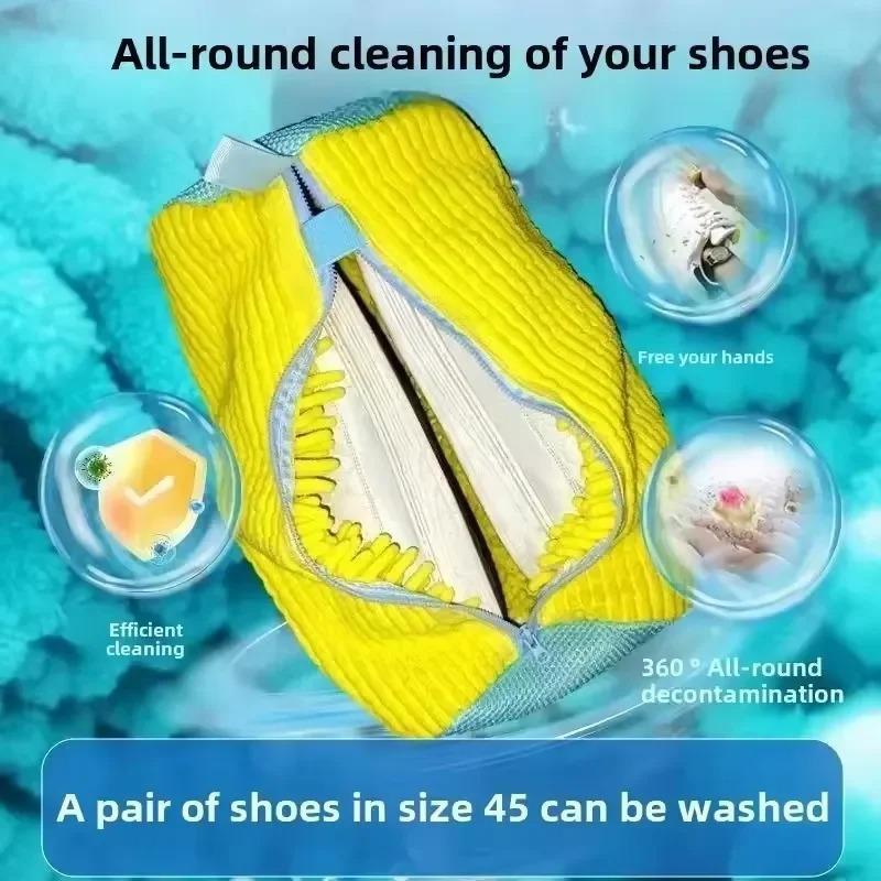 Portable Shoe Washing Bag Zipper Closure Anti-deform Reusable Anti-Tear Shoe Laundry Bag Home Supplies