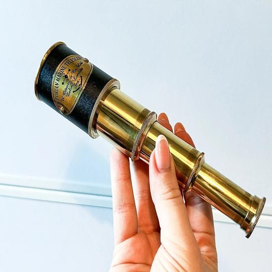 Victorian Nautical Style Brass Leather 15.24 Cm Telescope with Wooden Box Birthday Gift, Christmas, New Year Gift, Home Office