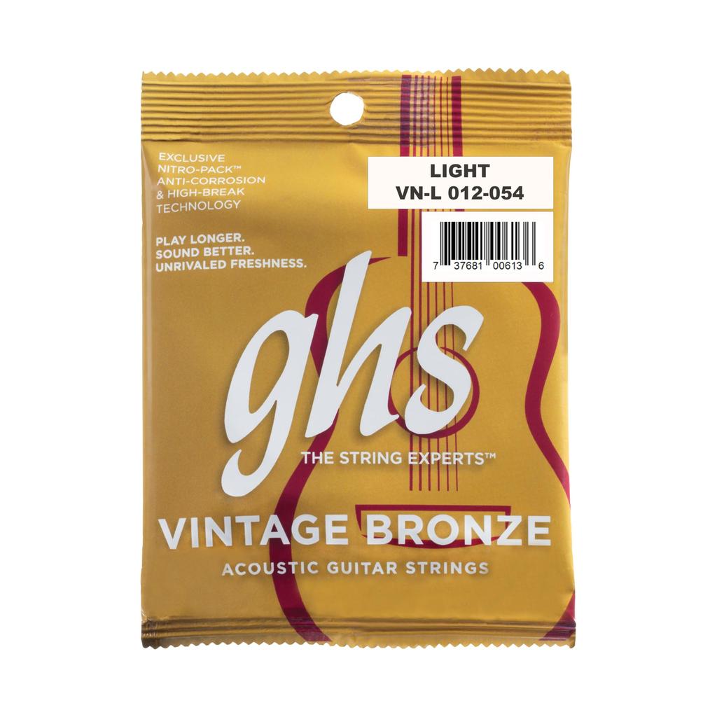 Ghs Струны для акустической гитары VINTAGE BRONZE, Light, 12-54, VN-L