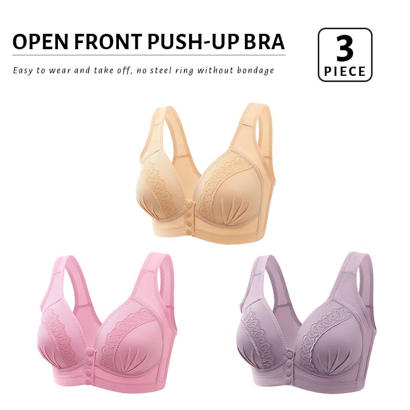3 шт./компл. бюстгальтер с застежкой спереди, бюстгальтеры пуш-ап, бесшовный беспроводной бюстгальтер, женское удобное нижнее белье, сексуальное женское нижнее белье 36BC-46BC