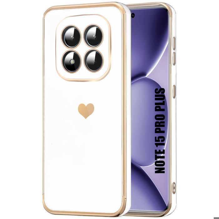 Coque pour Xiaomi Redmi Note 15 Pro Plus 5G, Silicone Motif Cœur Protection Antichoc Slim Blanc