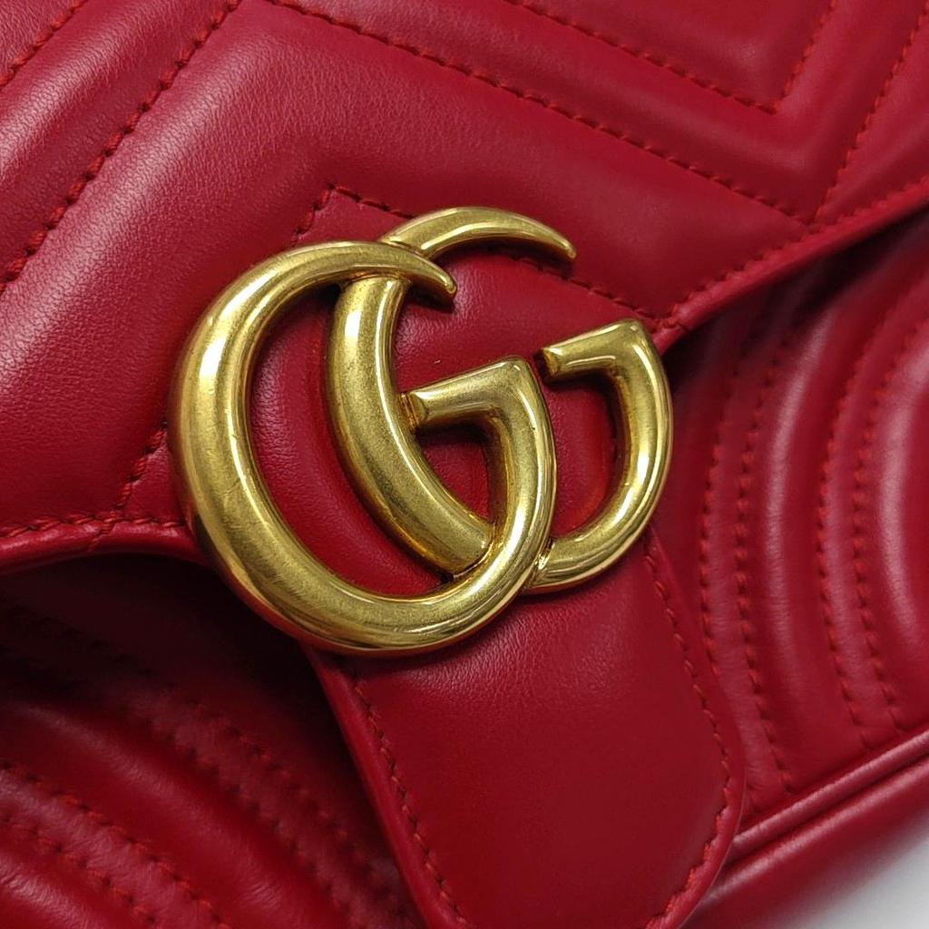 [Pre-Owned] Gucci GG Marmont Matelassé Mini Bag 'Red' - Excellent #16GZZVB