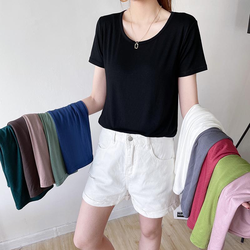 Женский универсальный летний топ с коротким рукавом 2025: Похудение, Свободный крой, Повседневная базовая футболка