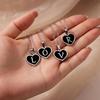 Stainless Steel Initial Letter Black Heart Necklaces Women Gothic Name Pendant Charm Necklace Wedding Zircon Anniversary Gifts