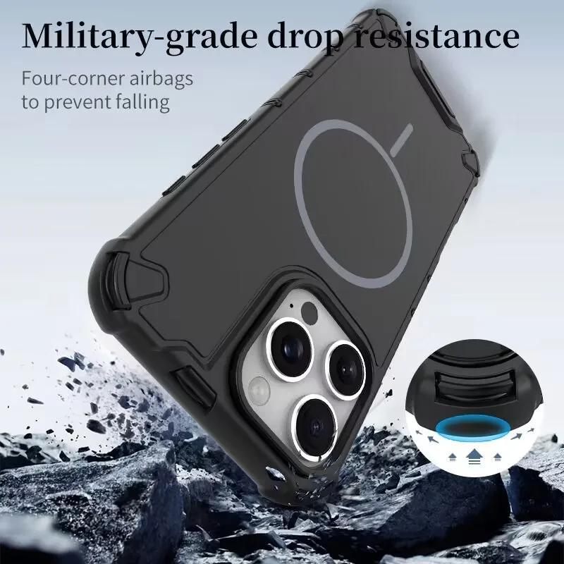 New and Cool Magnetic Wireless Charge Anti Drop Armor Case for IPhone 16 15 14 13 12 11 Pro Max Plus For Magsafe Case