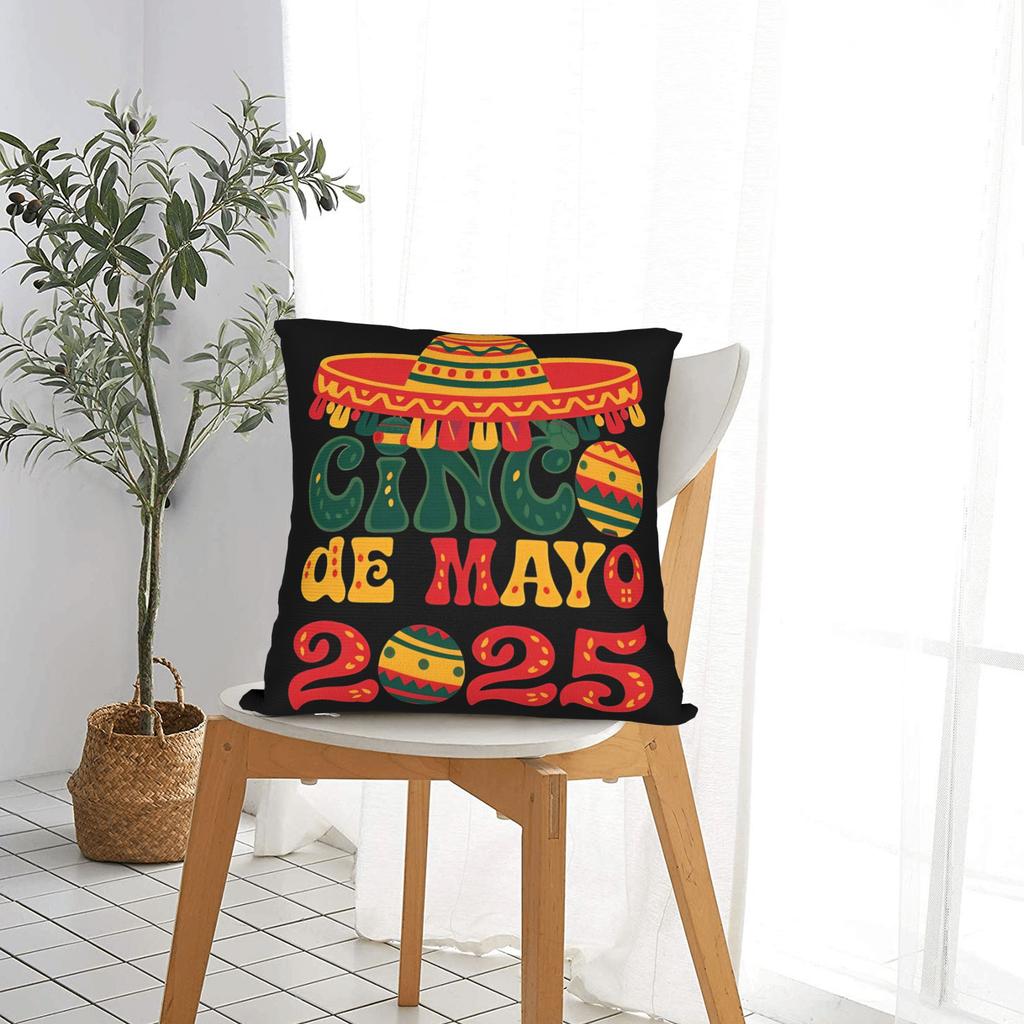 Let'S Fiesta Party Printed Pillow Case Mexican Amigo Cinco De Mayo Sombrero Morden Pillow Cover Soft Pillowcases