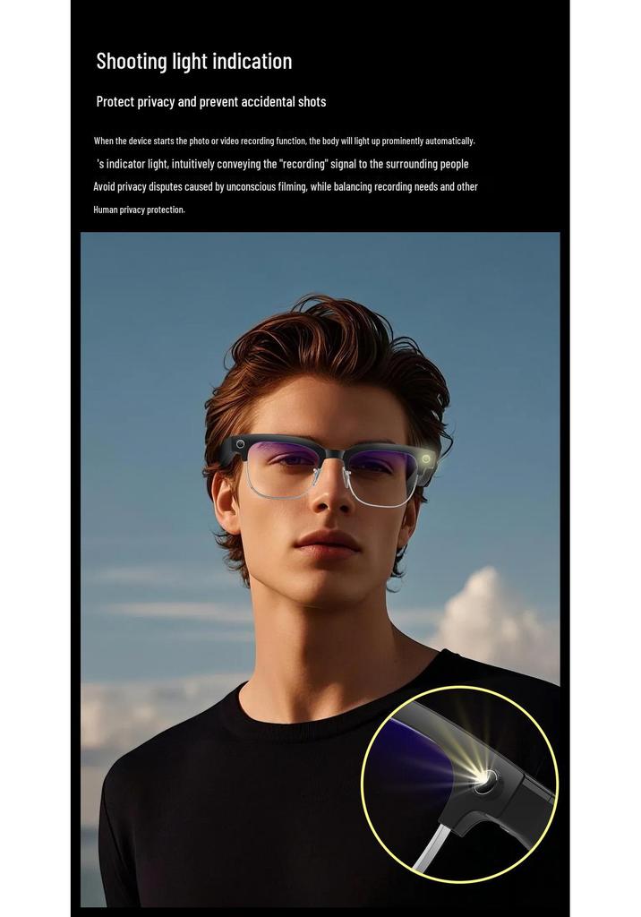 W630 Smart Glasses: 8MP Camera, Dual Mic, AI Object Recognition, HD Sound, Bluetooth.