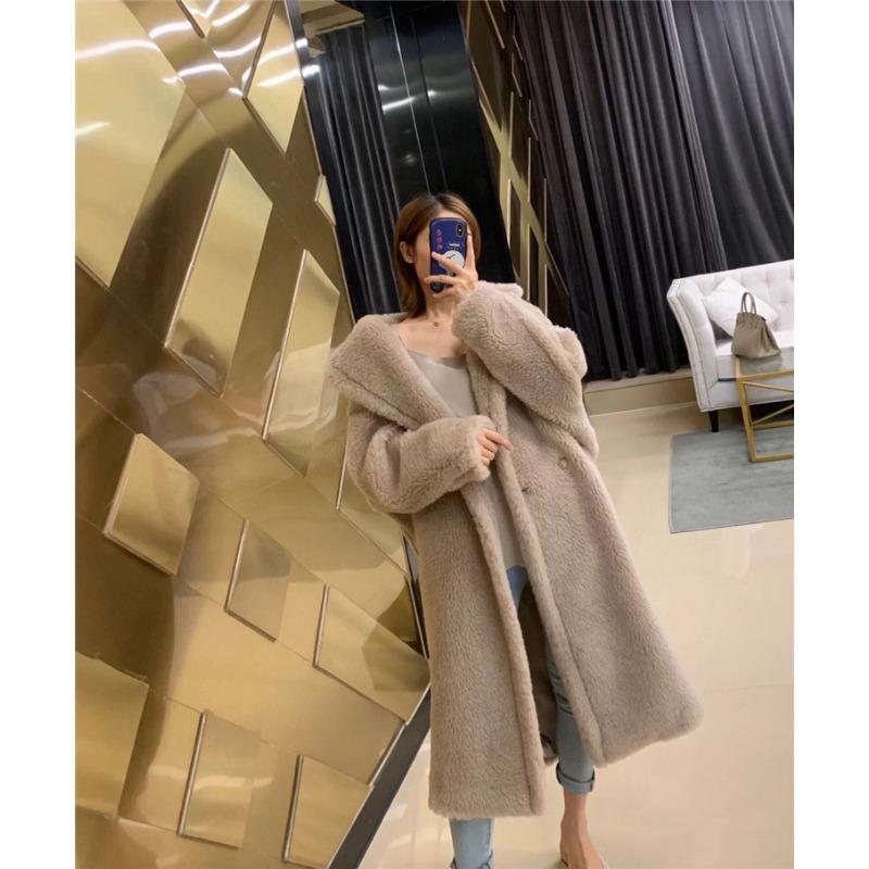 Пальто из овечьей шерсти с овечьей шерстью, женская модель, меховой силуэт, интегрированный мех
