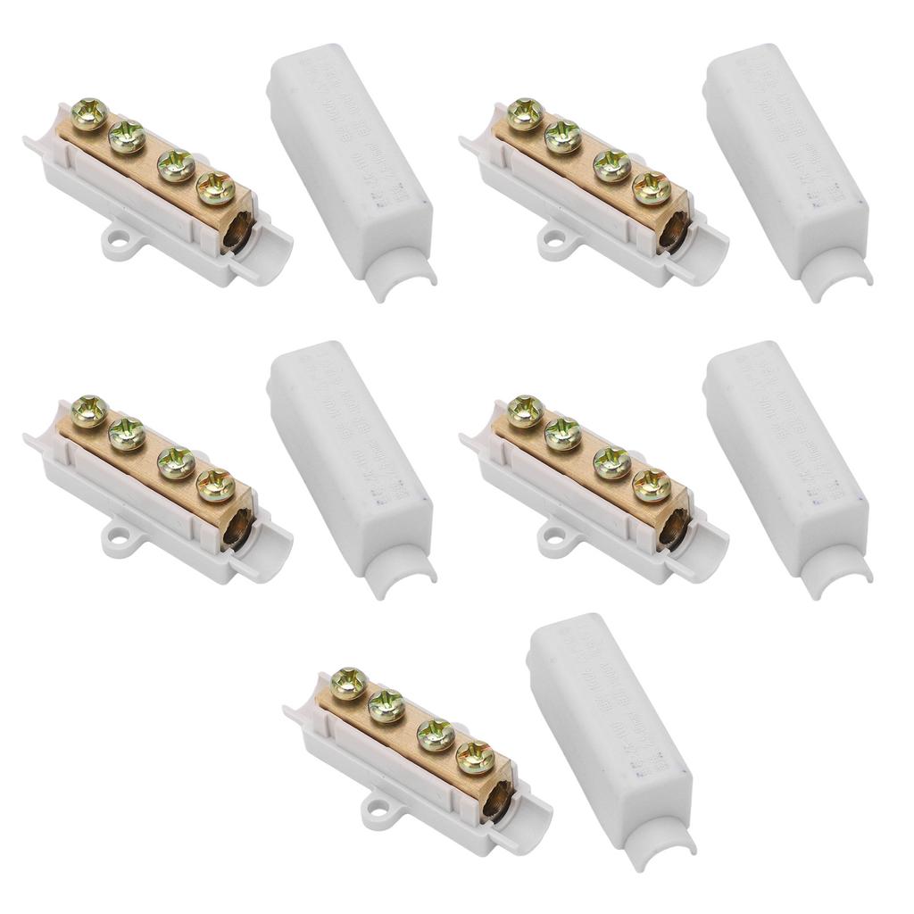 5Pcs Wire Connector Brass Conductor Double Screws ABS Shell Butt Wire Terminal Block 1000V 100A