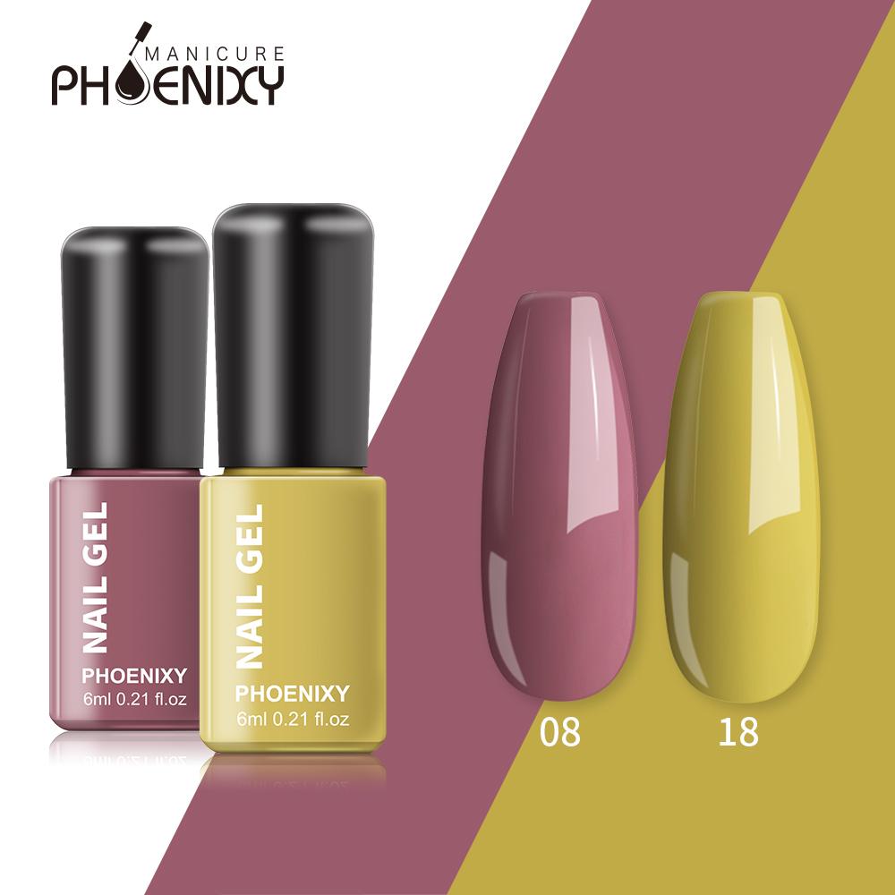 PHOENIXY 2PCs 6ml Nail Gel Varnish Kit: UV Gel Nail Colorful Sequins Gel Polish, Lasting Glitter Soak Off Varnish