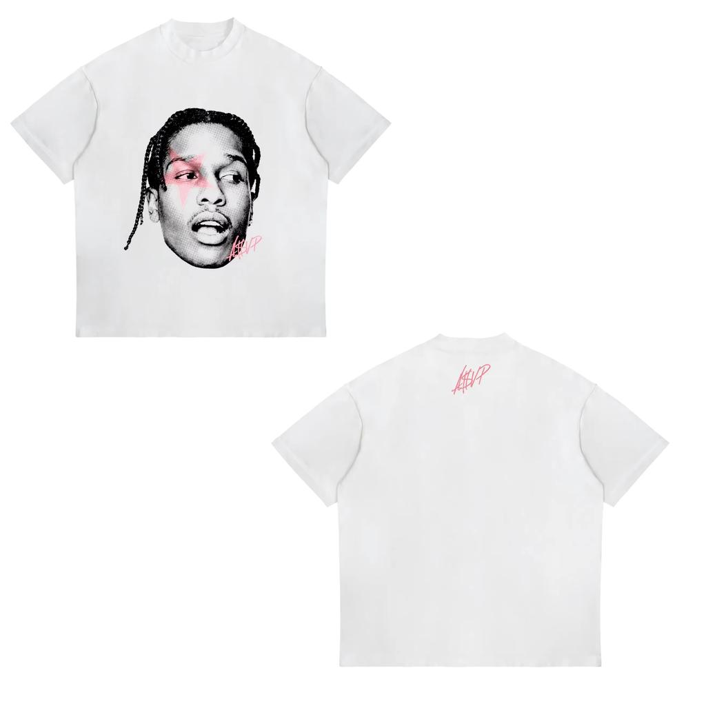 2026 New ASAP ROCKY Short-sleeved T-shirt HIP HOP High Street Men Women Gothic Tees A$AP Portrait T-shirt Hip Hop Streetwear Oversized Tshirt