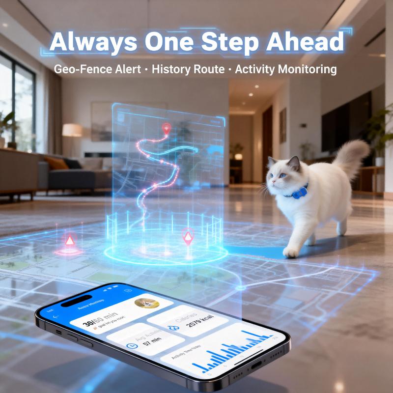 4G GPS Cat Dog Tracker Global Real-Time Pet Locator with SIM, WiFi Home Mode, Geo-Fence Alert, Lost Pet Finder, 10+ Days Battery