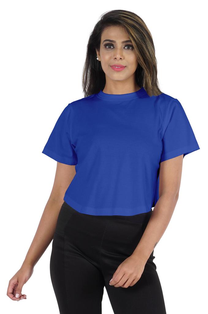 Inkmeso Short Sleeve Casual Cropped Tee For Womens Solid Crew Neck Crop Top
