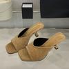 Летняя мода странные тонкие туфли на низком каблуке женские сандалии для пляжной вечеринки с квадратным носком мюли шлепанцы обувь Zapatos Mujer
