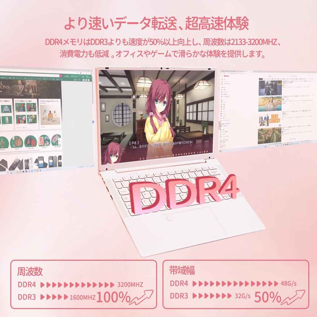 YHBIN Pink Laptop with N150 Than the N100 N95 Quieter Heat 2160x1440 16GB DDR4 Lightweight Fingerprint 6000mAh High Windows 11 Office Bluetooth WiFi 5