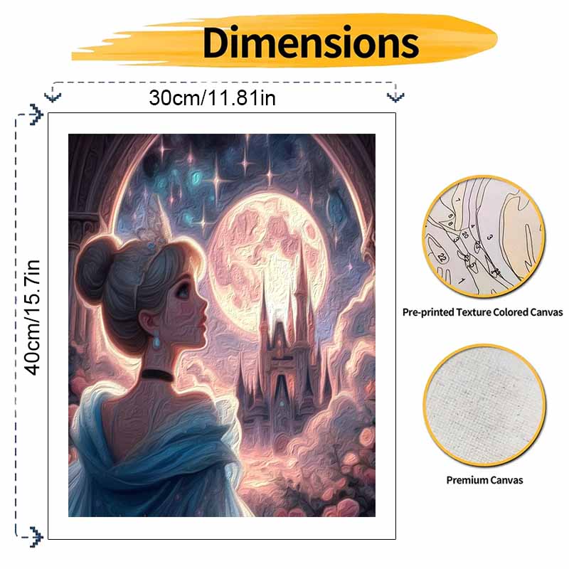 Disney Cinderella Castle moon painting kit handmade diy gift home decoration princess starry sky art aesthetic bedroom wall decor 12345