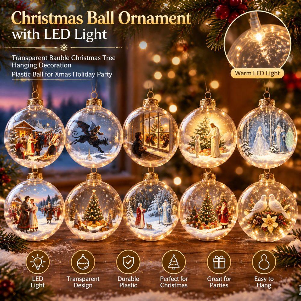 Lighted Christmas Tree Bauble Plastic Hanging Ornament New LED Light Ball Home Decor