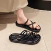 2024 Новые модные однотонные универсальные летние женские тапочки с открытым носком и тонким ремешком, комбинированные женские туфли-флип-тоу Zapatos