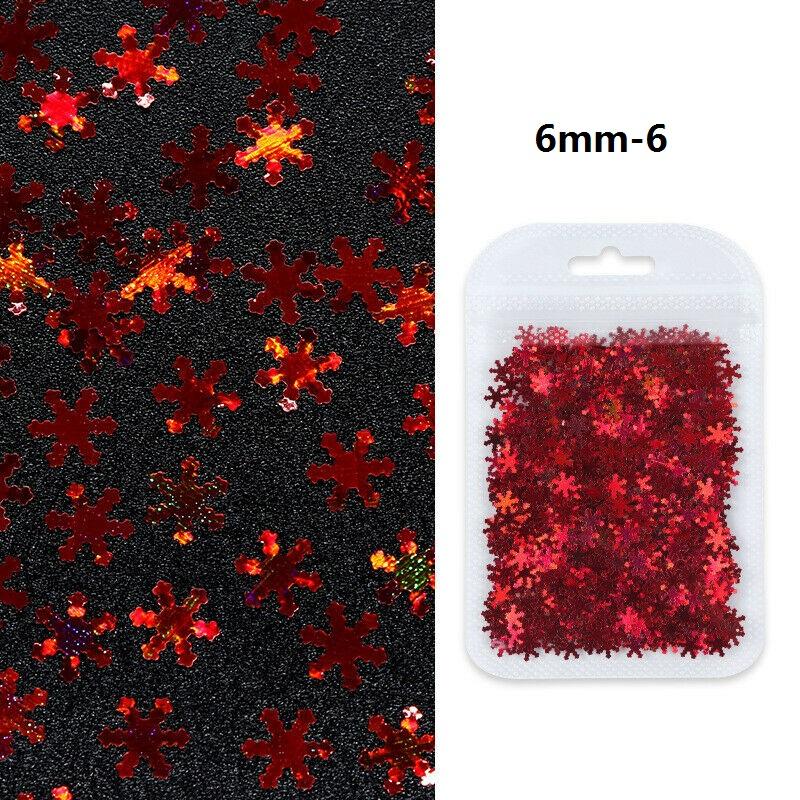 1 упаковка, зимние снежинки для дизайна ногтей, хлопья с блестками, аксессуары для ногтей, украшение для маникюра 9 мм 6 мм