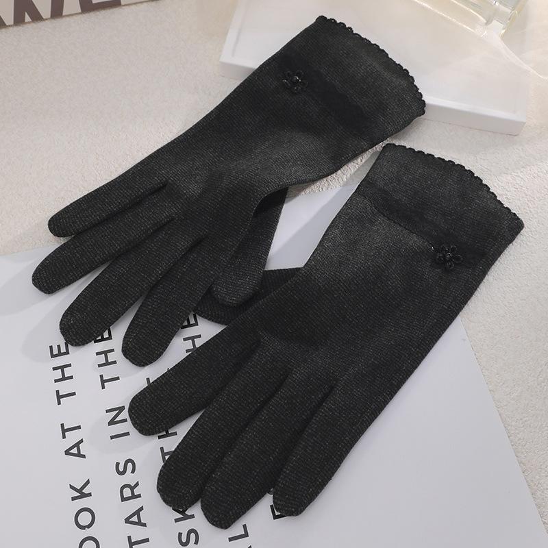 Теплые женские перчатки с узором «тысяча птиц», элегантные, для улицы, для верховой езды, холодо- и ветрозащитные, однослойные кружевные перчатки для весны и осени