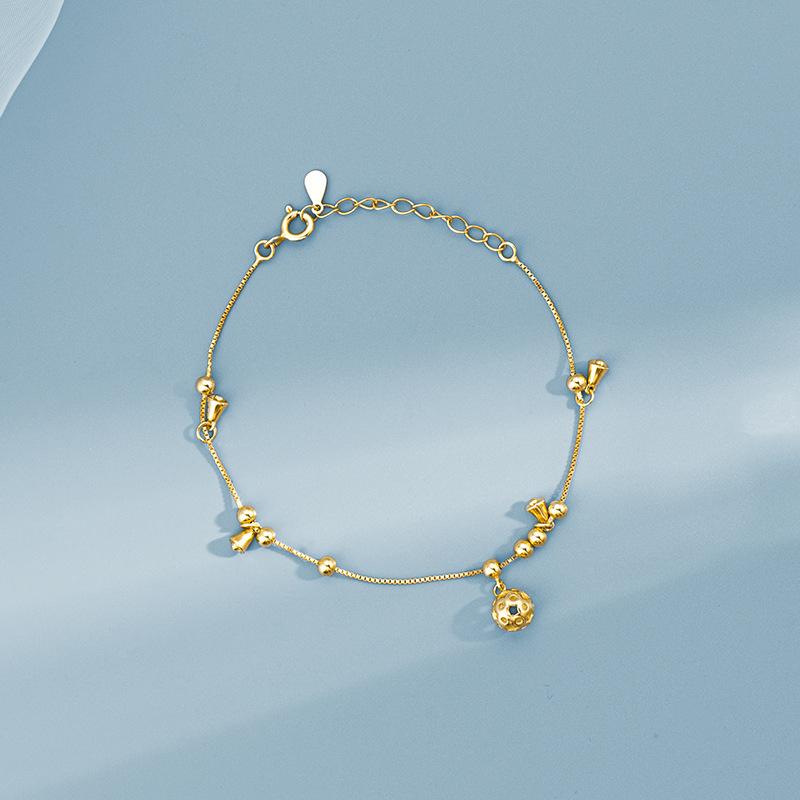S925 Серебряный ретро-браслет с дворцовым колокольчиком для девочек Ins High-end Girlfriend Интернет-знаменитость, браслет с бусинами
