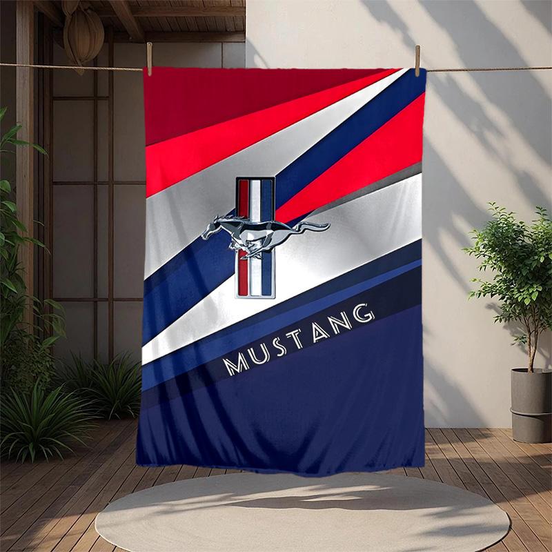 Mustang Flannel Blanket Soft Warm All-Season Throw, Design for Camping, Car Travel, Hiking Sofa, Bed, Office Perfect Gift for Parties