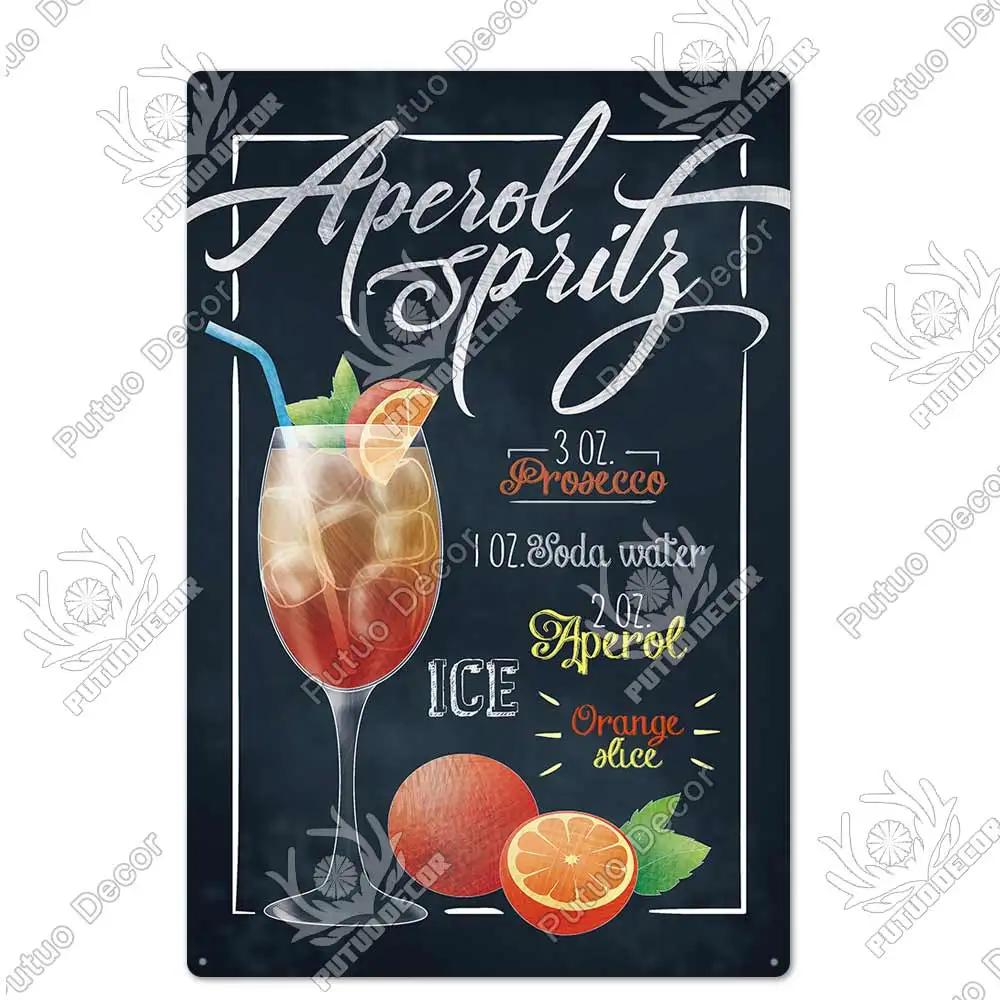 Putuo Decor Vintage Cocktail Metal Sign Tin Plaque for Wall Decor Perfect for Bar Pub Man Cave or Living Room Decoration Retro