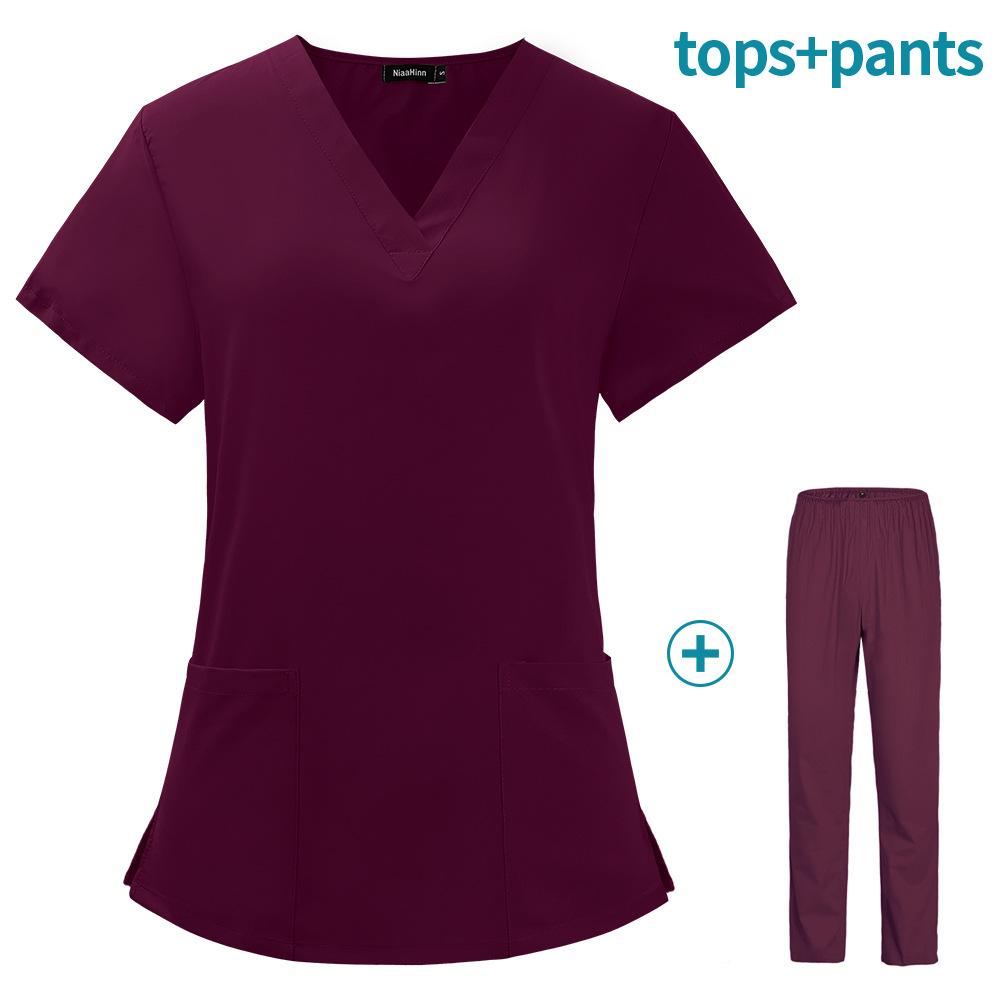 Soild Pet Hospital Dental Clinic Operating Room Stylish Medical Work Uniform Set Doctors Nurses Beauty Salon