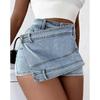 2024 дизайн, джинсовая юбка неправильной формы, S-5XL, женская одежда больших размеров, летние джинсовые шорты трапециевидной формы с высокой талией, большие размеры